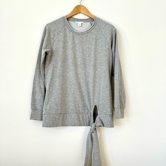 Caslon Sweaters - Caslon Heather Gray Crew Neck Sweater with Side Tie XS